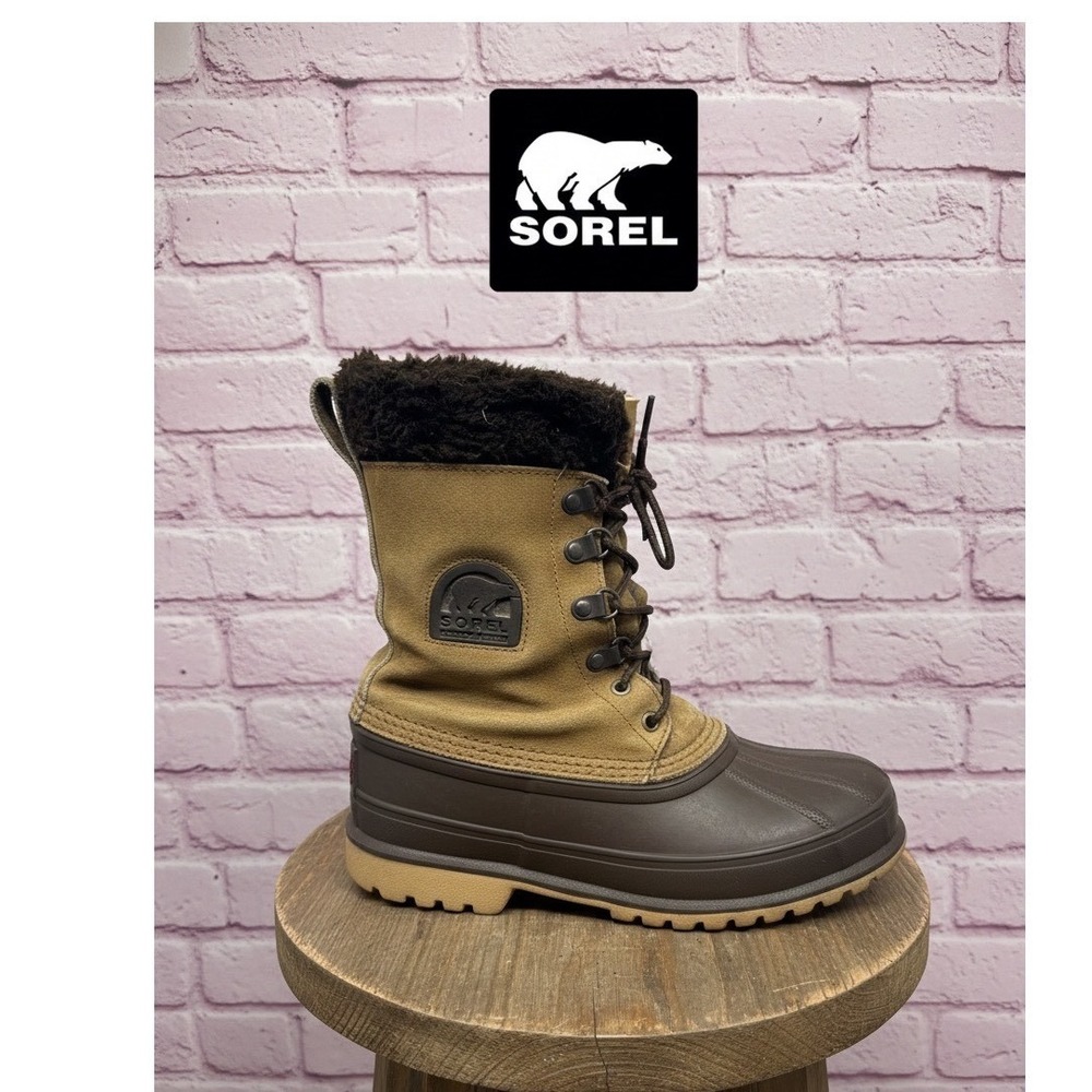🍁Sorel Caribou🤎Vintage Winter Boots wool‎ liner Waterproof Made in Canada sz 8